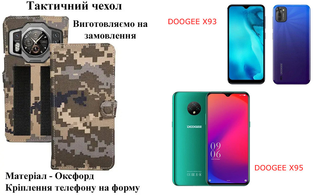 Тактический чехол для DOOGEE Note 56 Pro, крепится к снаряжению на липучке Киев - изображение 1