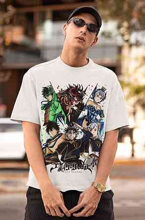 Футболка чоловіча з аніме принтом Чорна конюшина оверсайз (S/M/L) Чорний AnimeJ1032 Дніпро