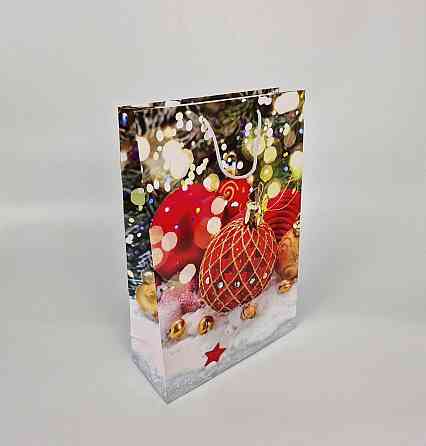 Новорічний,картонні пакети з ручками Гігант вертикальний 30х47х12-008 (12 шт.) Харків