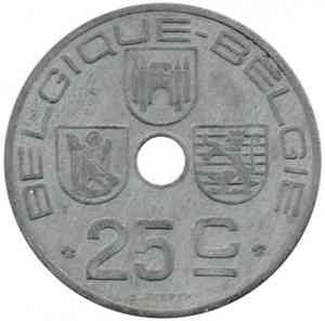 25 сантимов. 1946 год, Бельгия. (Belgique-Belgie) Полтава