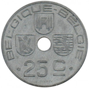25 сантимів. 1946 рік, Бельгія. (Belgique-Belgie) Полтава - фото 1