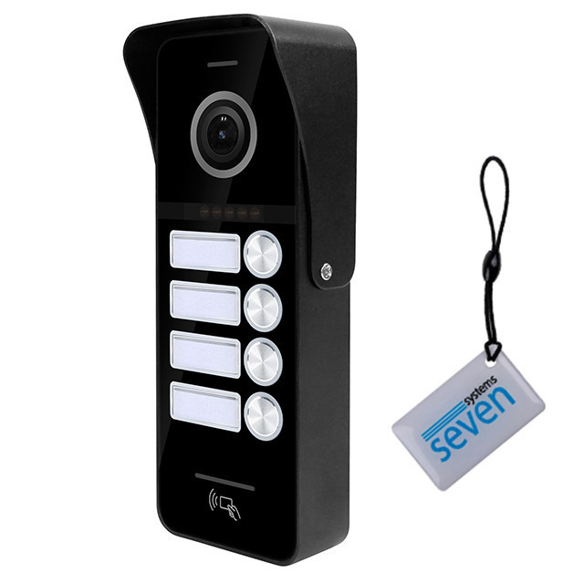 Панель домофона з вбудованим зчитувачем карток SEVEN CP-7504/4 RFID black Київ - фото 10