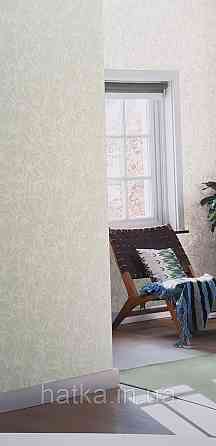 Шпалери вінілові на флізеліні метрові Rasch Novella 1,06х10 листя гілки матові білі на зеленому Київ