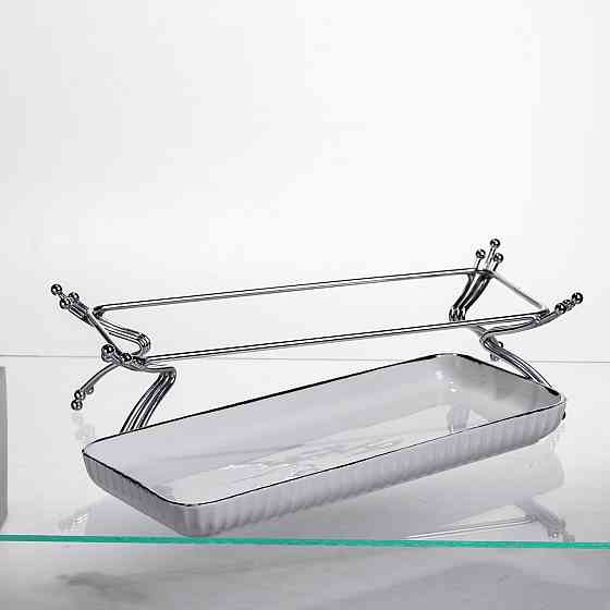 Фарфорове блюдо на металевій підставці з сріблом Київ