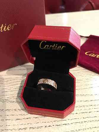 Cartier кільце в рожевому золоті з камінням / Cartier кільце LOVE з дрібним цирконієм Одеса