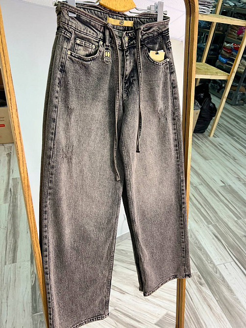 Джинсы женские I8 52407 широкие Baggy бананы с поясом веревкой коричневые, коричневый, 28, 28, 78 см Одесса - изображение 3