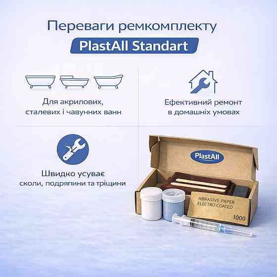 Ремкомплект для ванни Plastall Standart для акрилових, сталевих і чавунних ванн Харків