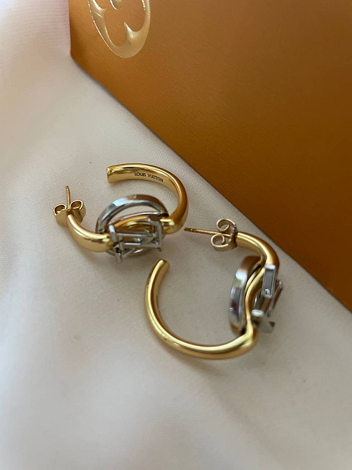 Сережки LV колечки покриття золото 18К Одеса - фото 9
