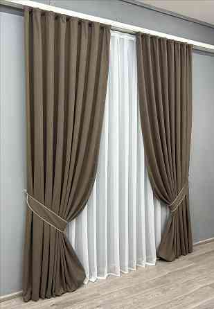 Комплект готових штор VR-Textil Мікровелюр Petek № 1831ш Кавовий 150х290 см 2 шт (33-0814) Київ