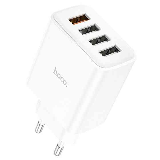 Мережевий зарядний пристрій HOCO C102A Fuerza QC3.0 four-port charger 18W White Київ