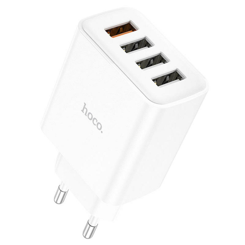 Мережевий зарядний пристрій HOCO C102A Fuerza QC3.0 four-port charger 18W White Київ - фото 1