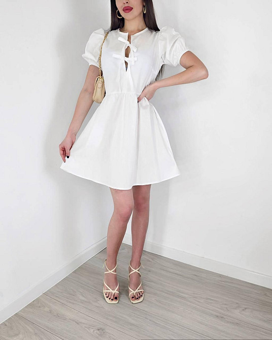 Женское романтичное мини платье-котон Белый, 46/48 Одесса - изображение 5