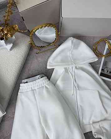 Женский утепленный прогулочный костюм двойка в спортивном стиле трехнить на флисе Молочный, 42/44 Одесса