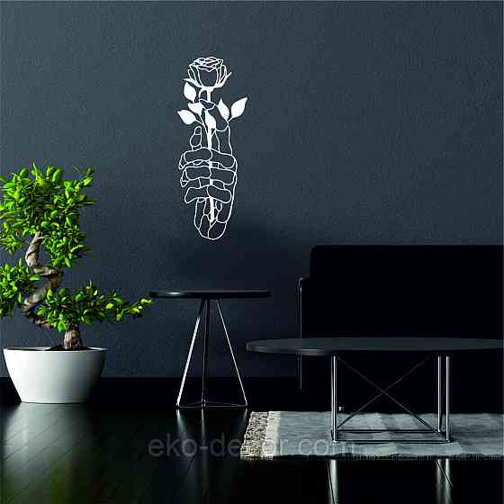 Декоративне настінне Панно «Рука з трояндою» Декор на стіну 90*34 см, Білий Київ