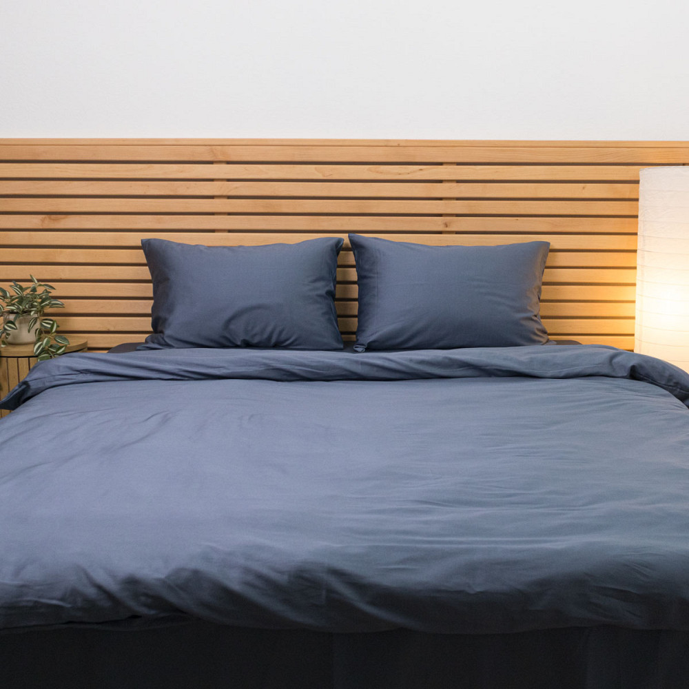 Cемейный комплект постельного белья Сатин Гладкий 135 г/м2 YouStar (Серый) 2 х 70х70 Сумы - изображение 1