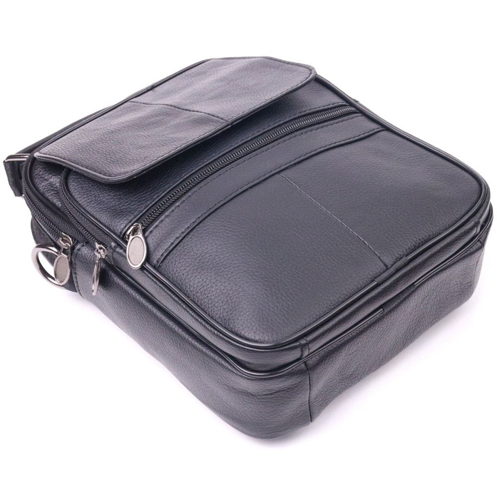 Практичная мужская кожаная сумка Черная (Vintage) Киев - изображение 9