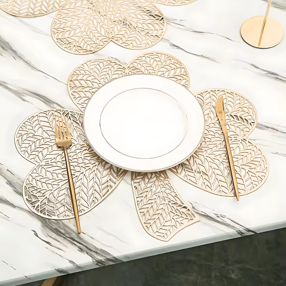 Сервировочная салфетка под горячее фигурная 41х38 см, коврик сервировочный золотистый набор 2 шт Каменец-Подольский