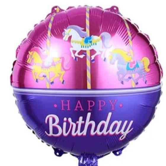 Фольговані куля happy birthday фіолетово- малинова 18" 45см Київ