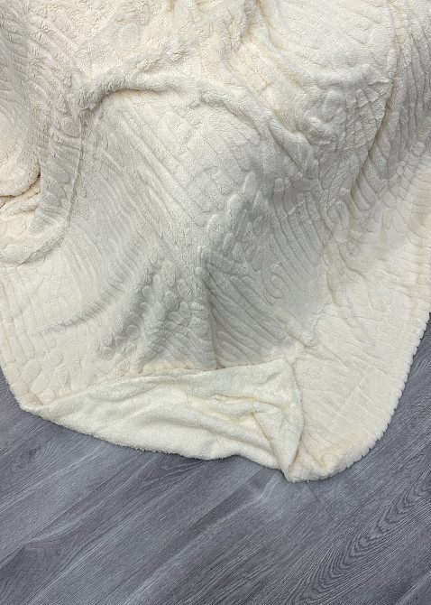 Плед 200х230 см (+-10см) на овчині "Косичка" колір молочний (87-306) Київ - фото 8