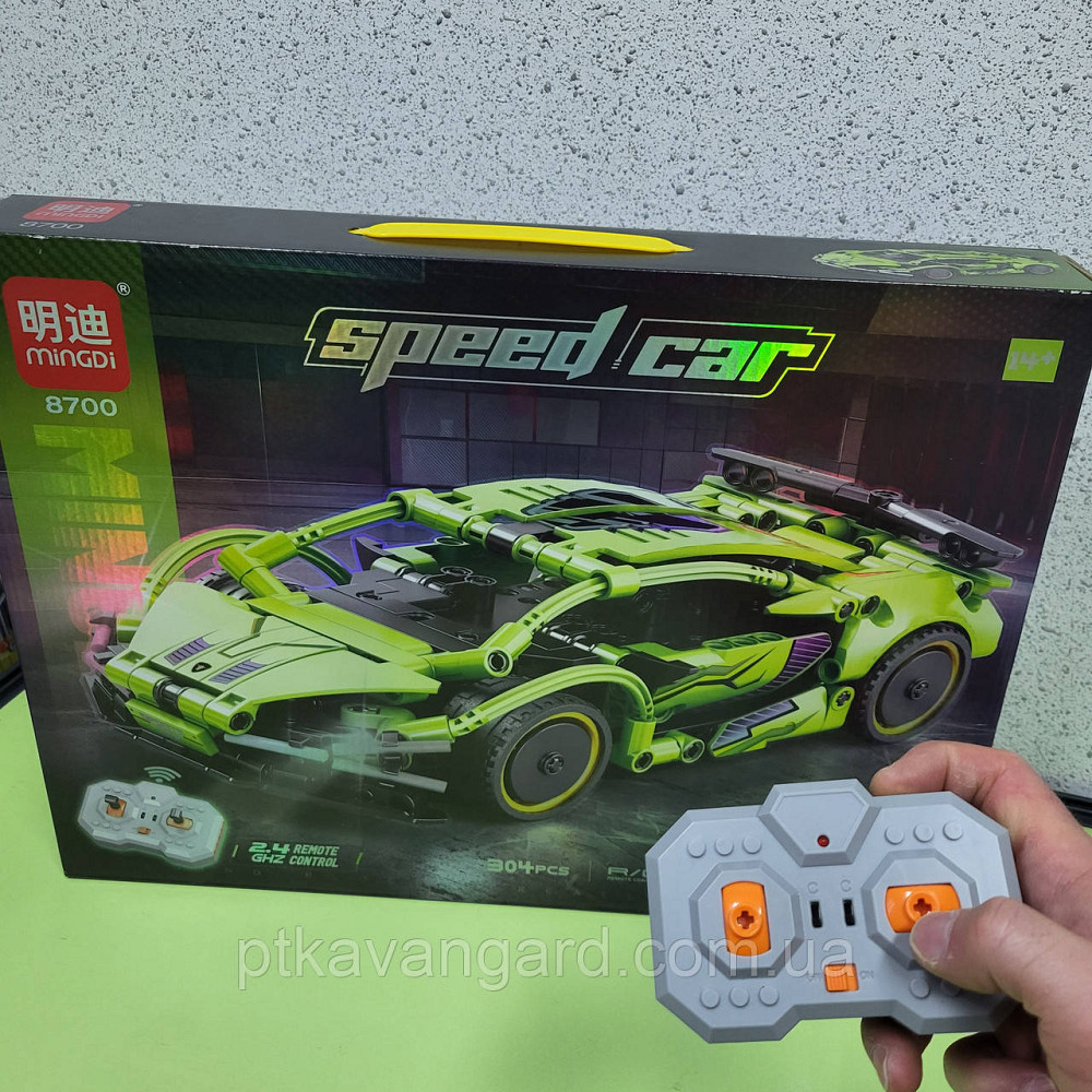 Конструктор машинка на радиоуправлении Ламборгини Сиан 304 детали Technic с пультом 8700 зеленый Хмельницкий - изображение 1