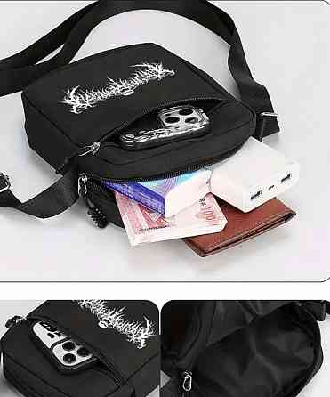 Стильна Чоловіча Чорна Сумка через Плече з с готическим принтом черепа. Харьков