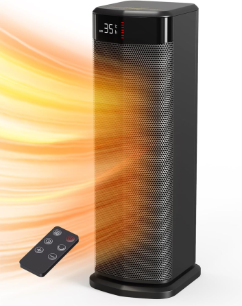Керамічний обігрівач QEXREED 2000 Вт PTC, ECO, термостат 15–35°C, поворот 90°, пульт, таймер 24 год Київ