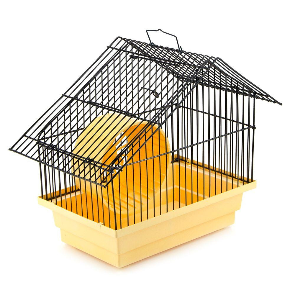 Декоративна клітка Хатинка для гризунів з барабаном оцинкована (28 х 18 х 29 см), Лорі Київ - фото 1