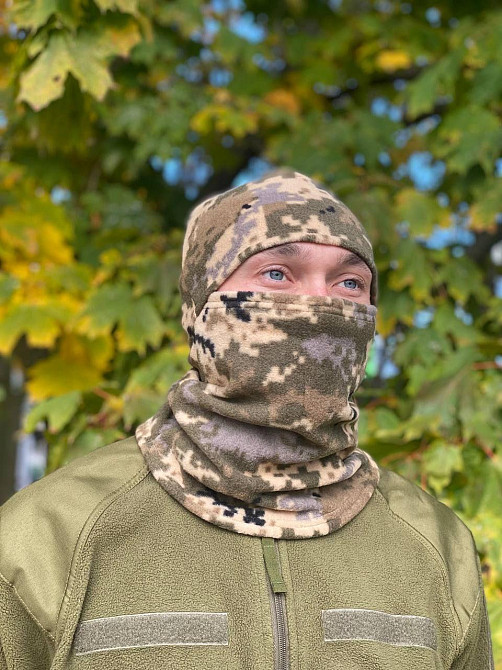 Балаклава чоловіча тактична підшоломник піксель тепла флісова шапка під каску військове обмундировано Одеса - фото 9