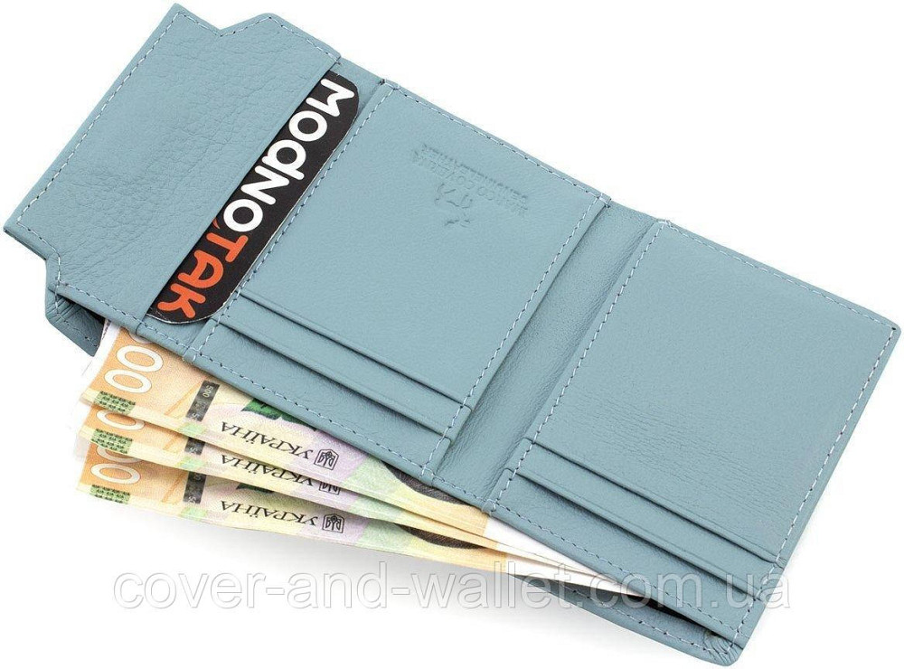 Блакитний жіночий шкіряний гаманець маленького розміру на магнітній застібці Marco Coverna Київ - фото 4