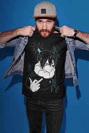 Футболка з аніме принтом Вбивця демонів оверсайз (S/M/L) Чорний AnimeJ0919 Дніпро