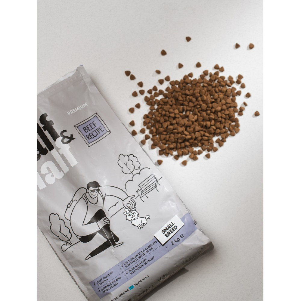 Сухой корм Half&Half для взрослых собак маленьких пород, с говядиной, 2 кг Винница - изображение 3