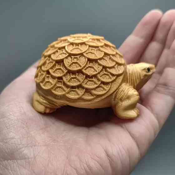 Деревянная фигурка черепахи с инь-янь – ручная резьба, декоративный талисман Киев