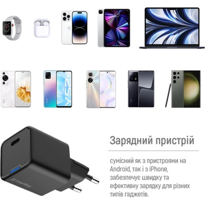 Зарядний пристрій ColorWay GaN Mini 25W PD Port PPS USB-C black (CW-CHS052PD-BK) Вінниця - фото 7