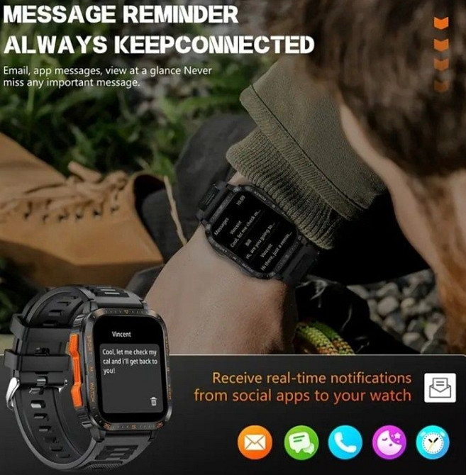 Акція!Смарт годинник|Тактические часы|  LIGE KT79 Black. Київ - фото 5