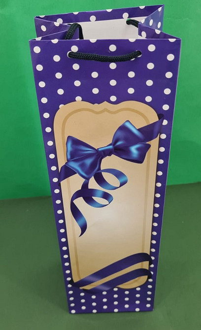 Пакет бумажный подарочный под бутылку  12/9/36(артBUT-08) (12 шт) Харьков - изображение 1