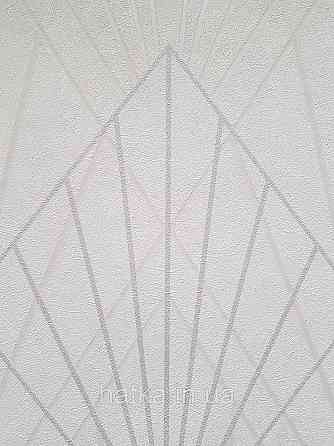 Шпалери вінілові на флізеліні Sintra Simmetria геометрія фігури смуги білі срібло 524411 Київ