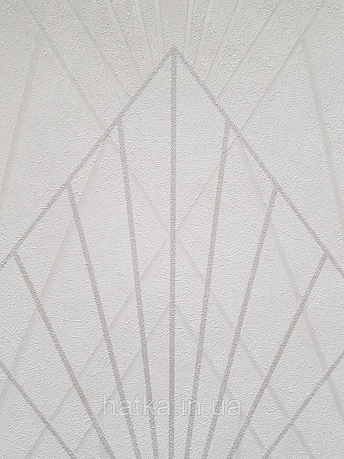 Шпалери вінілові на флізеліні Sintra Simmetria геометрія фігури смуги білі срібло 524411 Київ - фото 3