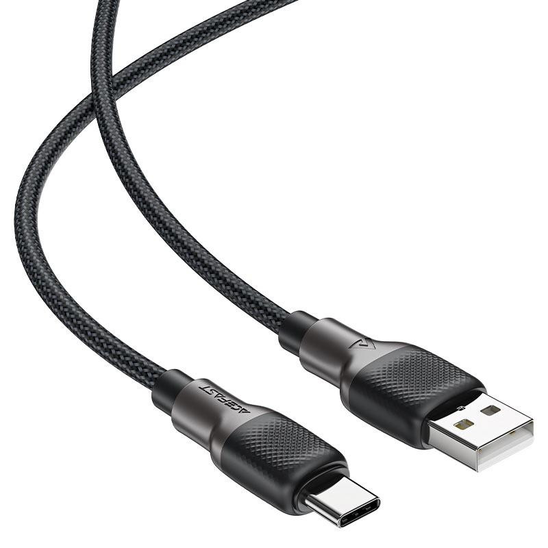 Кабель ACEFAST C10-04 USB to Type-C 3A, 1.2m, silicone, zinc connectors, Black Київ - фото 4