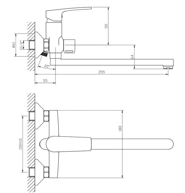 Смеситель для ванной Haiba Troya 006 Euro HB9660 Харьков - изображение 3