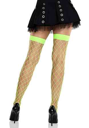 Панчохи у велику сітку Leg Avenue Fence Net Thigh Highs Neon Green, one size Sex Aura Київ