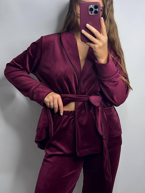 Домашній костюм шаль Бордовий 2XL Харків - фото 5