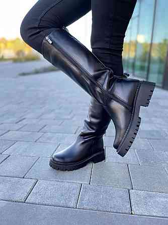 Чоботи жіночі Львів чорні натуральна шкіра зима высота 36см обхват 37-38см подошва 3/5см (4828) Коломия