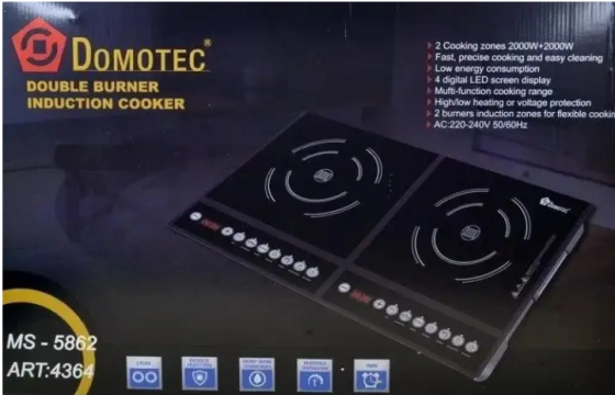 Настольная Индукционная плита Domotec MS-5862 2 конфорки  4000Вт (цвет чёрный) Одесса