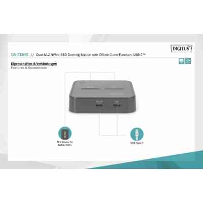 Порт-репликатор Digitus Dual M.2 NVMe SSD USB Type-C 3.2 Black (DA-71545) Винница