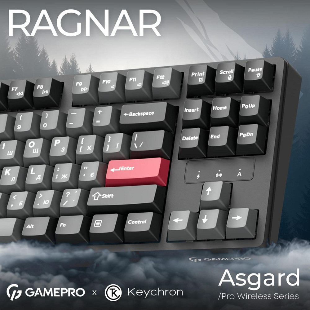Клавіатура бездротова GamePro Asgard Ragnar Keychron Super Red Switch Black (MK285BK) ( 16903 ) Харків - фото 6