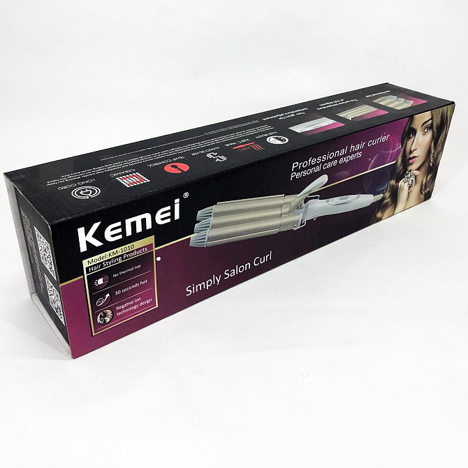 Плойка для гладких волос и локонов Kemei KM-1010, Плойка для кудрей для завивки прически EA-45 Киев - изображение 2