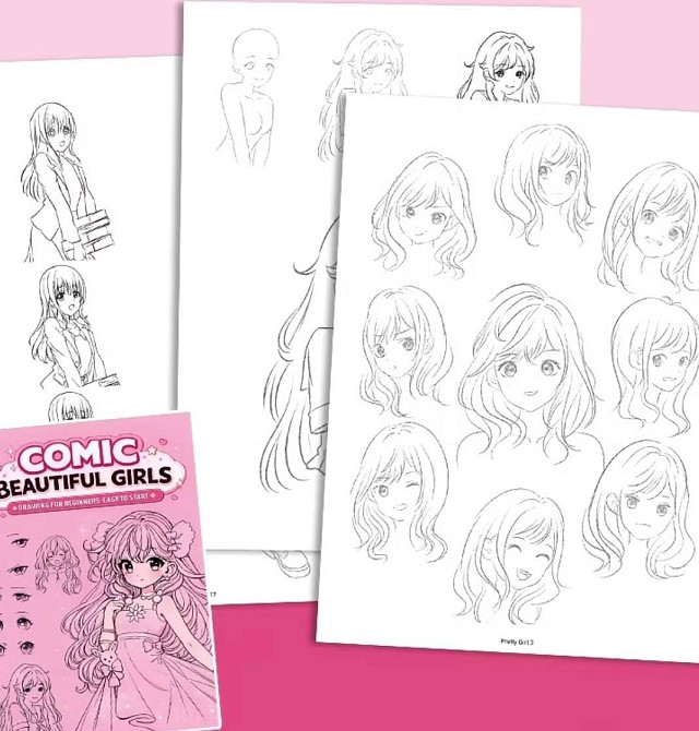 Книга для рисования аниме девушки Comic Beautiful Girls 32 стр 26×18 см — для начинающих Киев - изображение 2