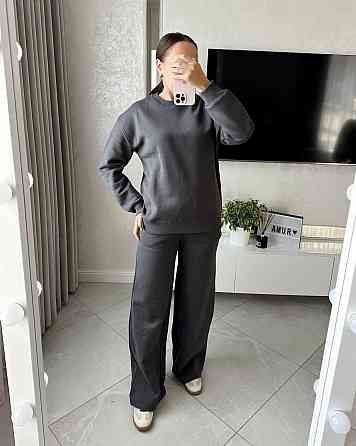 Жіночий прогулянковий костюм: світшот і штани турецька тринитка Сірий, 44 Одеса