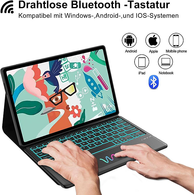 Магнитный чехол-книга с клавиатурой для Samsung Galaxy Tab S7 FE/S7+/S8+ 12.4