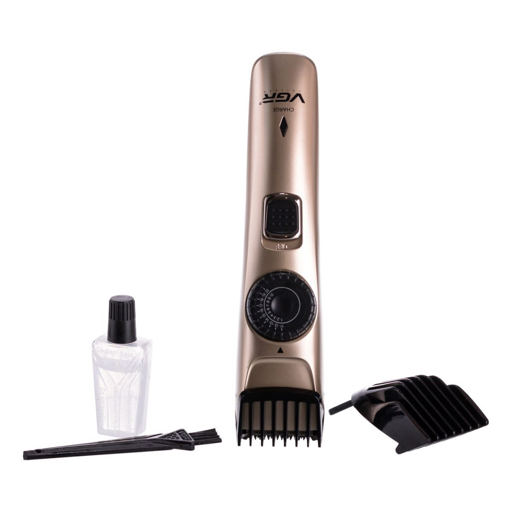 VGR Машинка для стрижки волосся та бороди на акумуляторі з насадками Золотистий VGR V-031 Коломия - фото 2